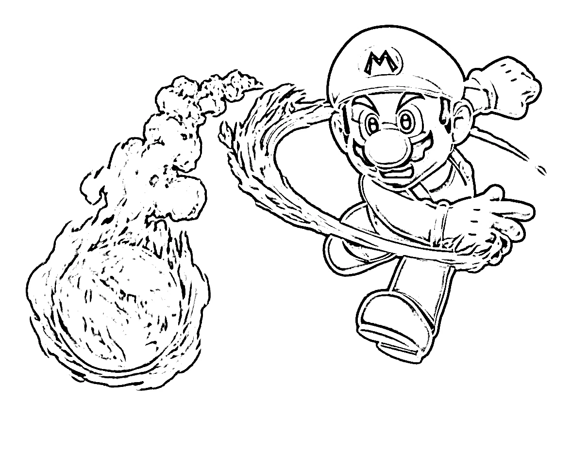 Mario fireball coloring page